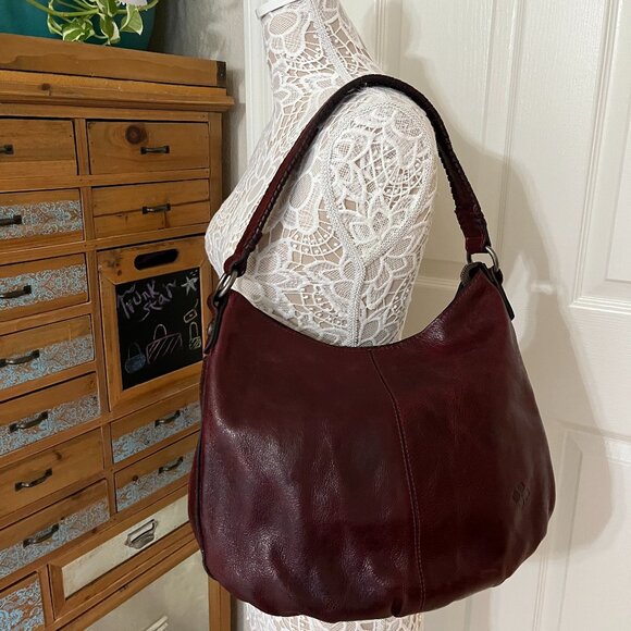 Patricia Nash - Large Leather Plum/ Burgundy Zip Hobo - EUC - Picture 3 of 13